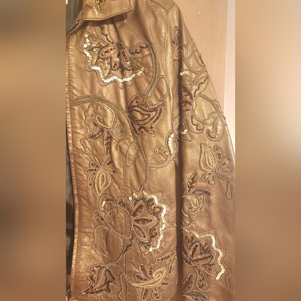 Chicos bronze color leather jacket size 0 - Picture 4 of 6